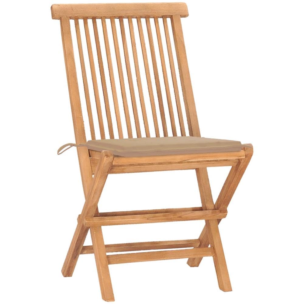 Set da Pranzo Giardino Pieghevole 3 pz Cuscino Massello di Teak - Foto 3