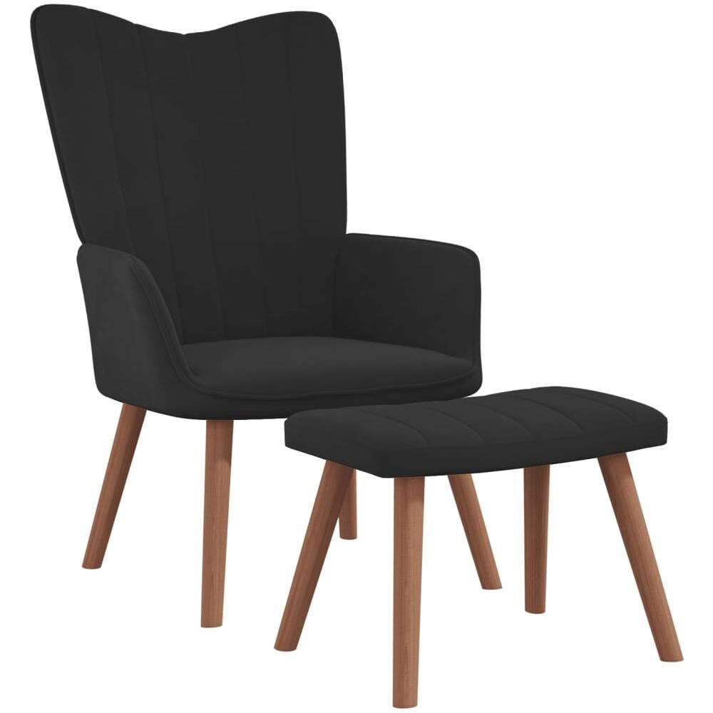 Poltrona Relax con Poggiapiedi Nero in Velluto - Foto 1