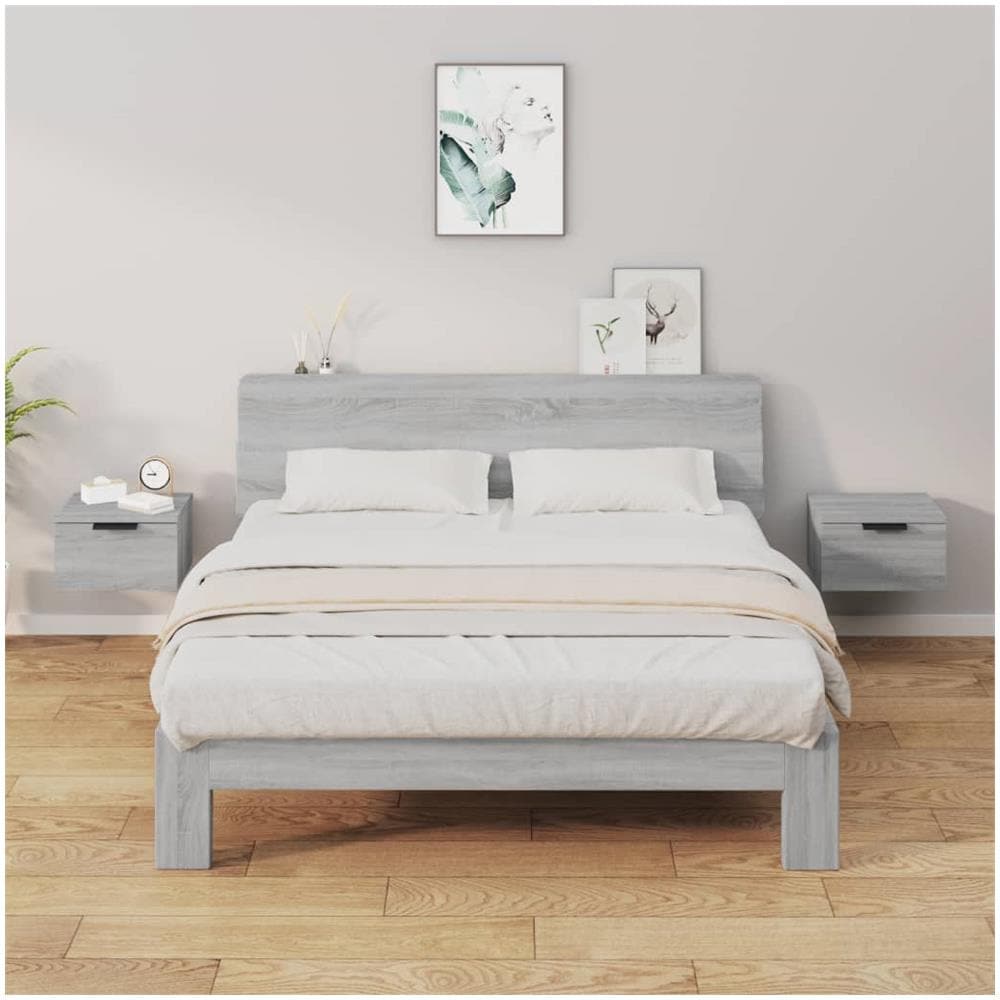 Comodini A Muro 2 Pz Grigio Sonoma 34x30x20 Cm - Foto 1
