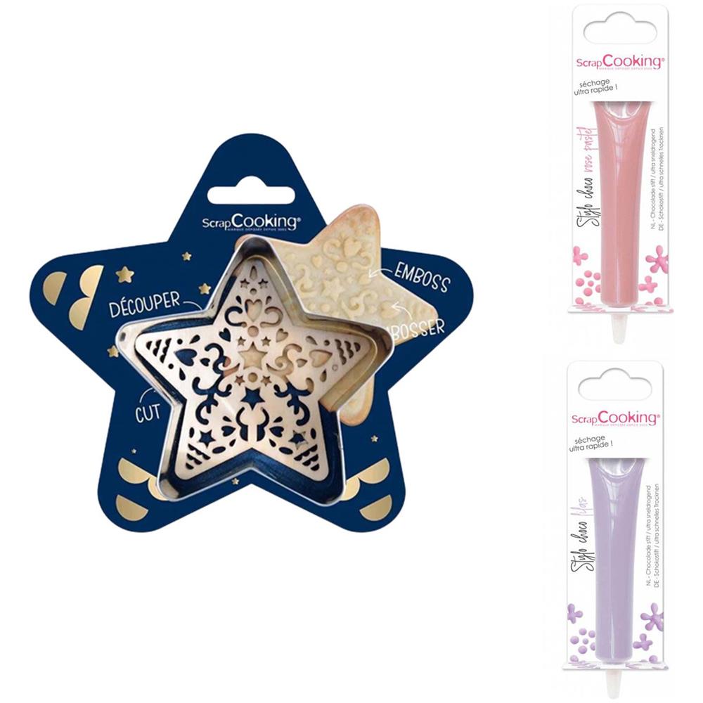 Kit Tagliabiscotti Stella + 2 Penne Al Cioccolato Rosa Pastello E Lilla - Foto 2