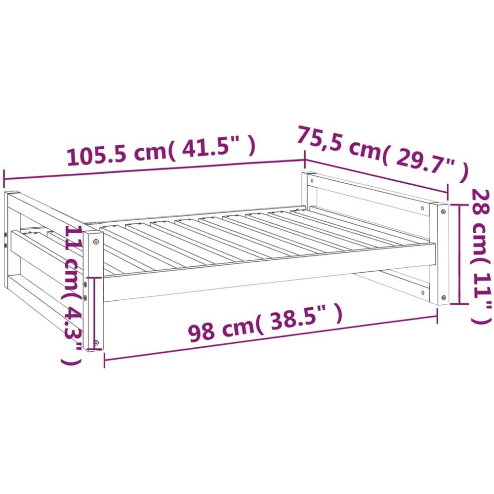 Cuccia Per Cani Bianca 105,5x75,5x28 Cm Legno Massello Di Pino - Foto 7