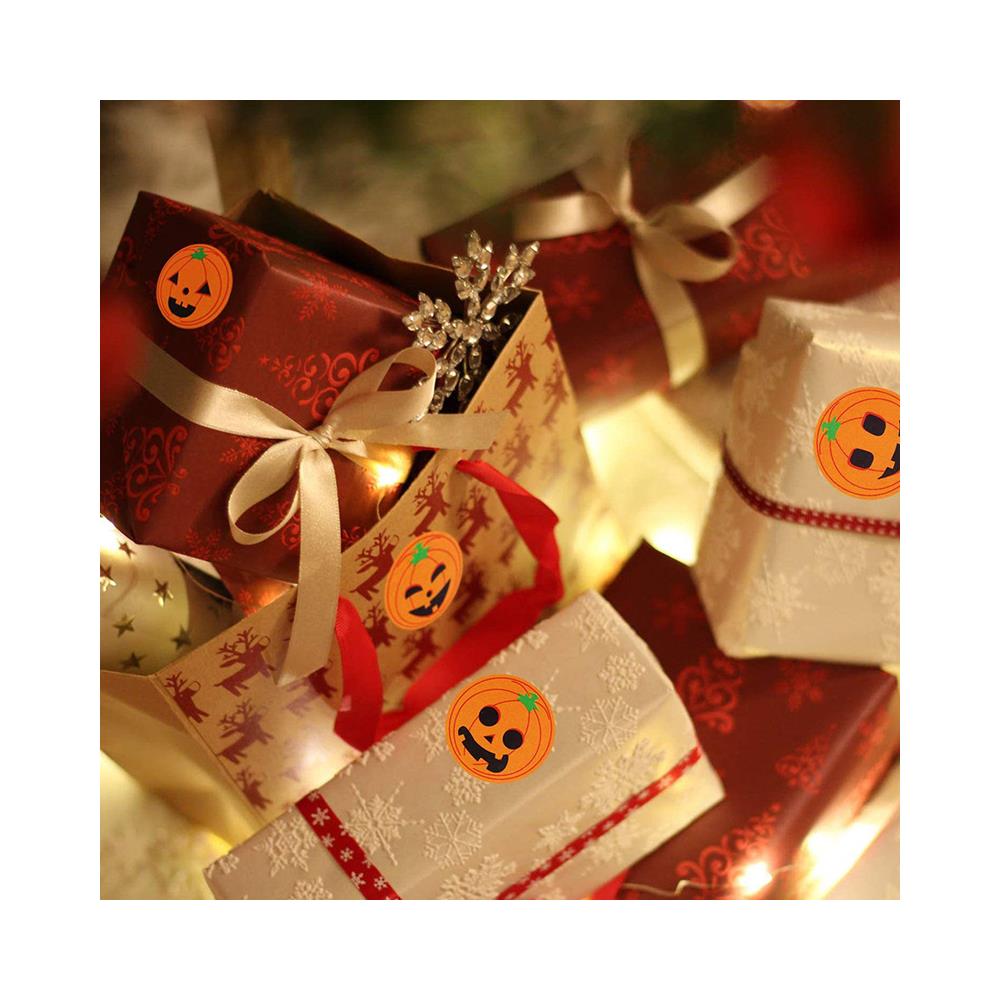 Adesivi Halloween Con Zucche 1 Rotolo/500 Pz Orange - Foto 2