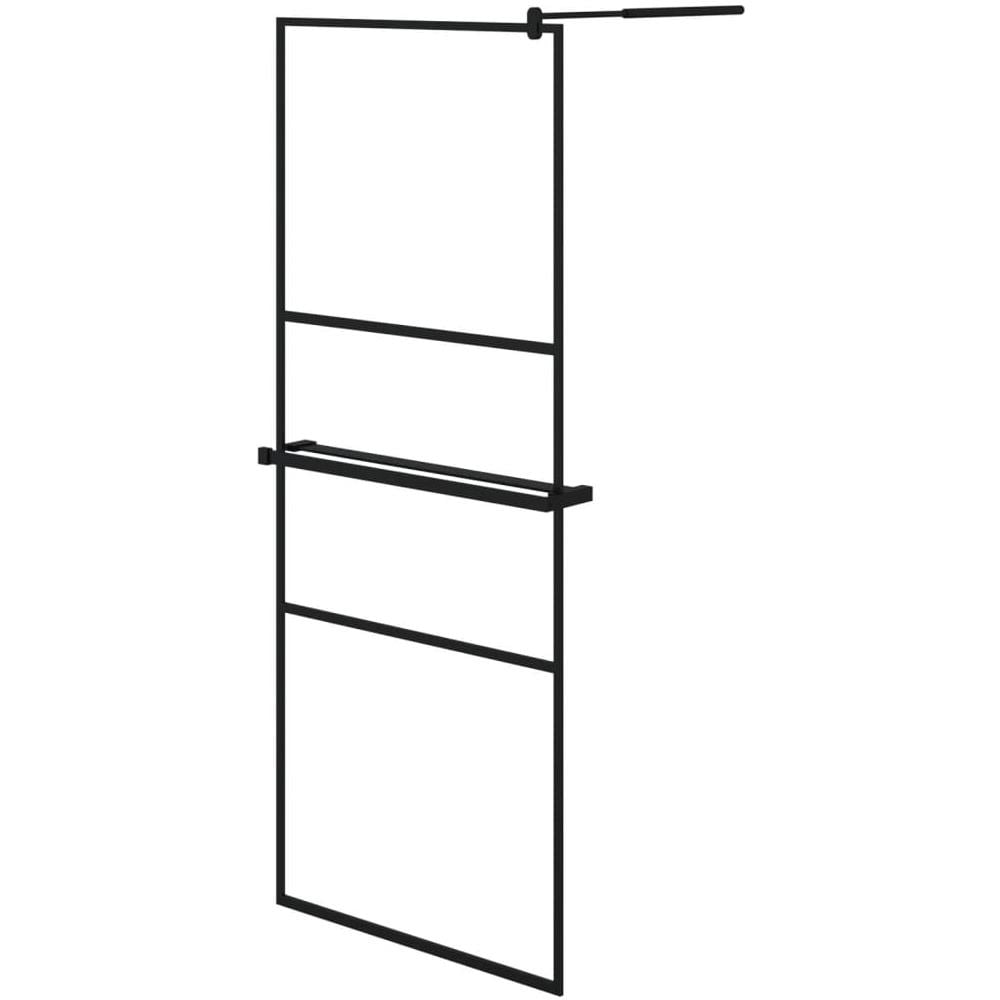 Parete Doccia Walk In Mensola Nera 80x195cm Vetro Esg Alluminio - Foto 2