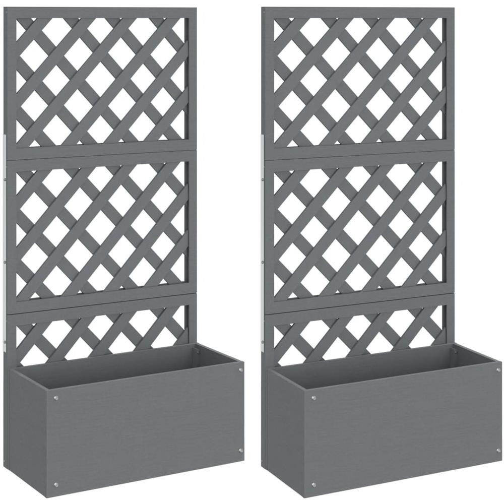 Fioriere A Traliccio 2pz Grigie 65x33x135 Cm Wpc - Foto 1