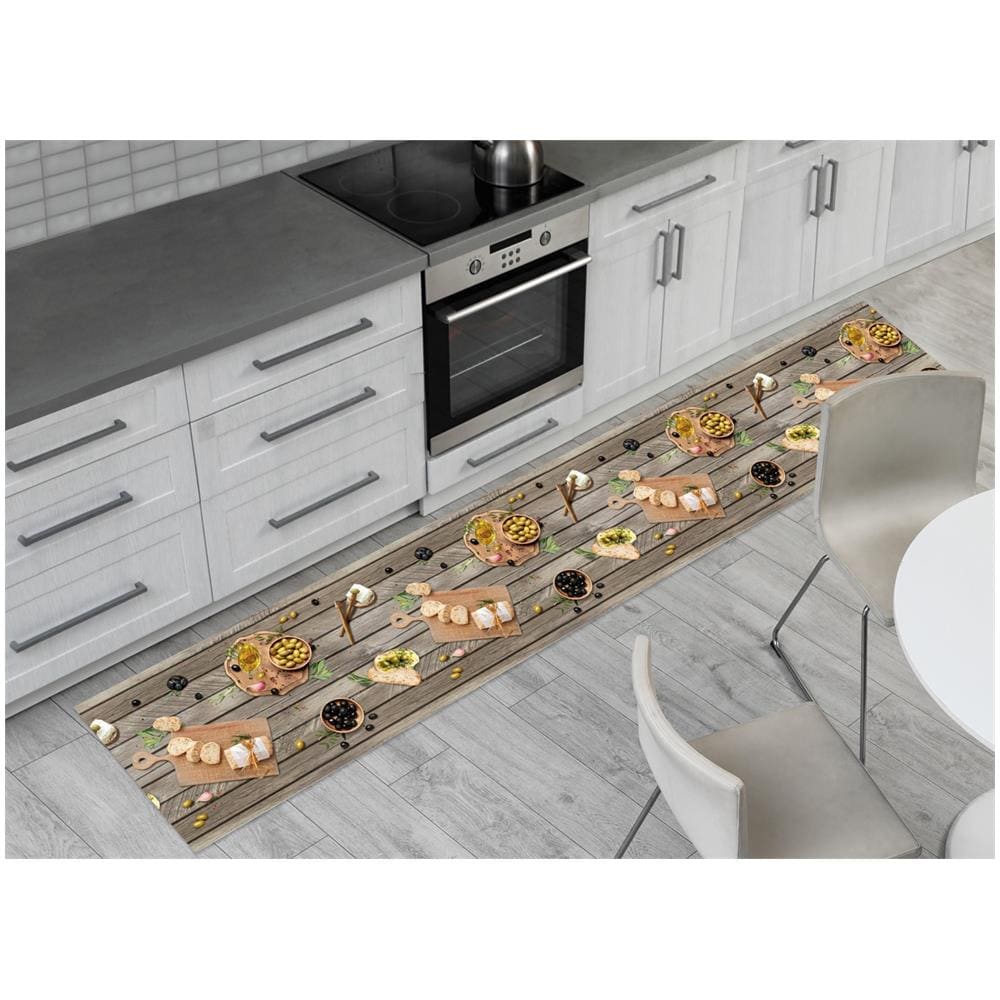Tappeto Passatoia Cucina Antiscivolo Sottolavello Digitale Disegni Floreali 50x180 Olive - Foto 1