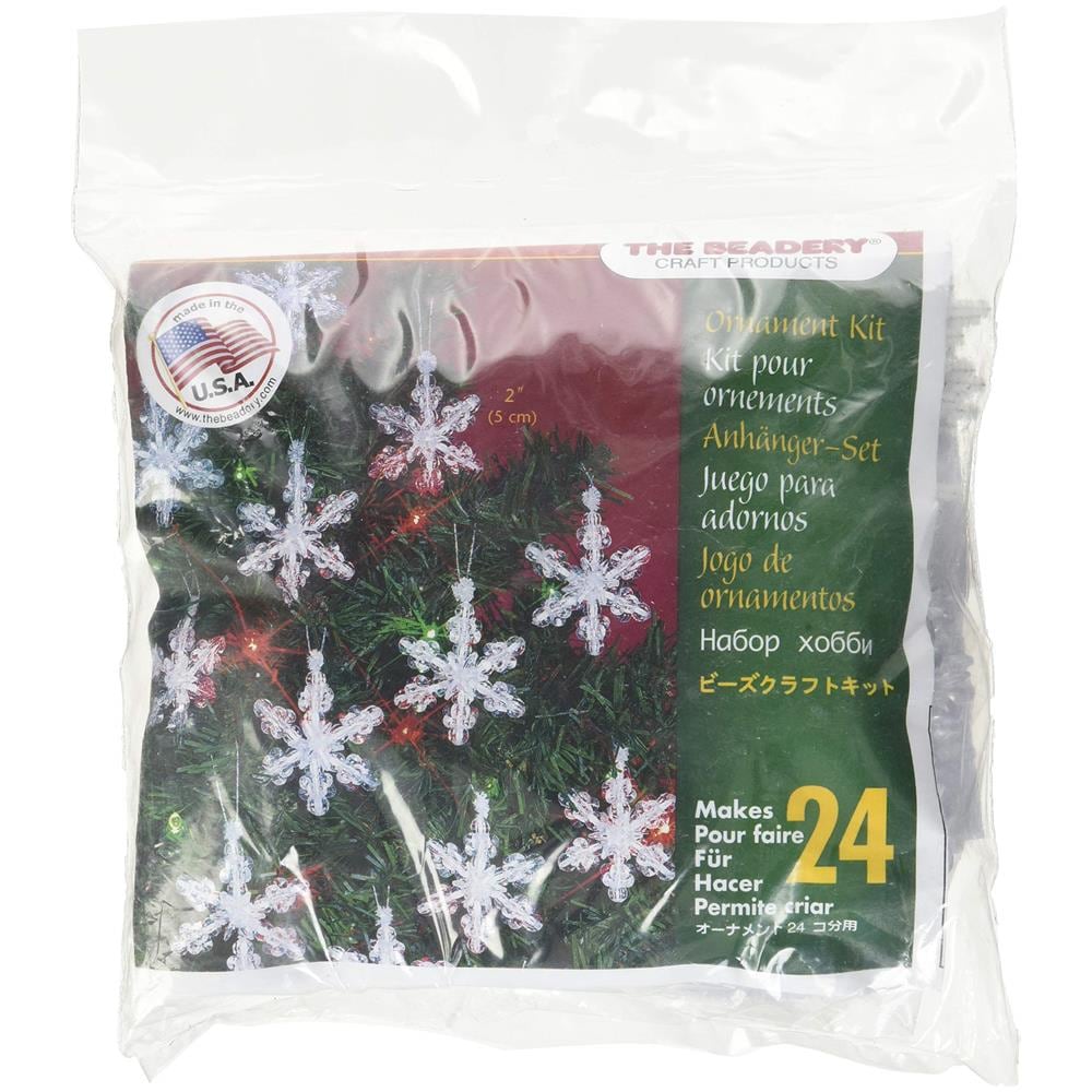 Kit Di Ornamenti Con Perline Natalizie, 2 Pollici, Mini Fiocchi Di Neve, Per 24 Ornamenti - Foto 1