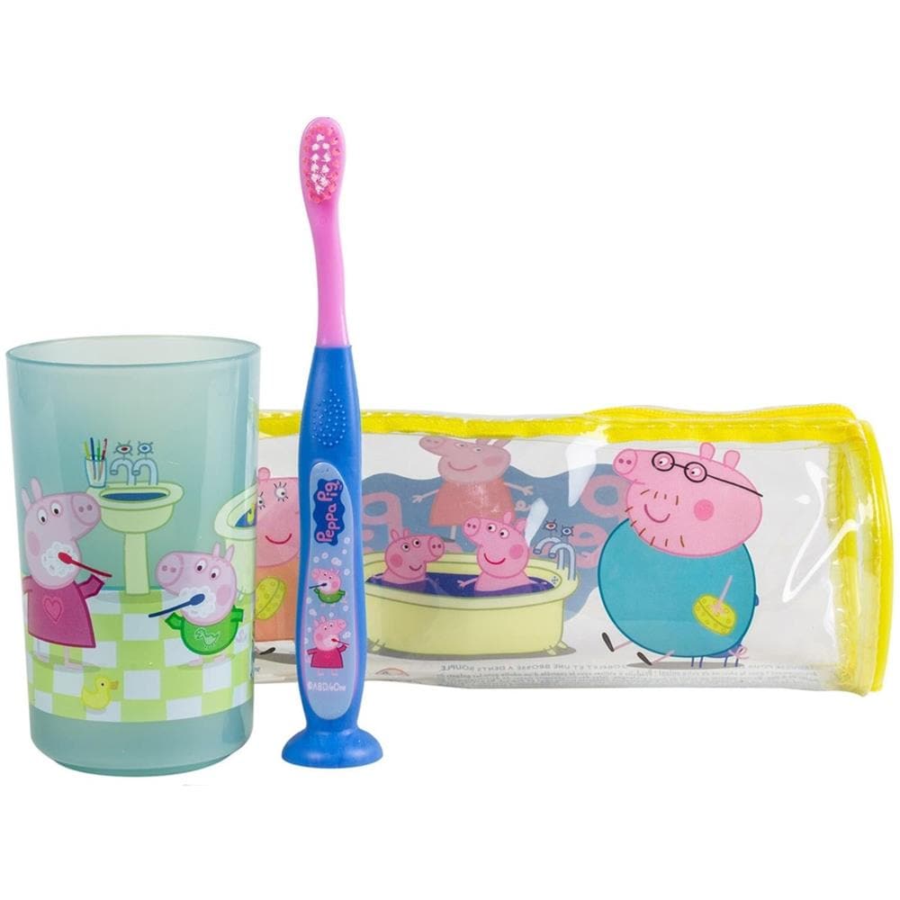 Kit Bicchiere Spazzolino Da Denti - Kit Per Bambini - Peppa Pig, Giallo - Foto 1