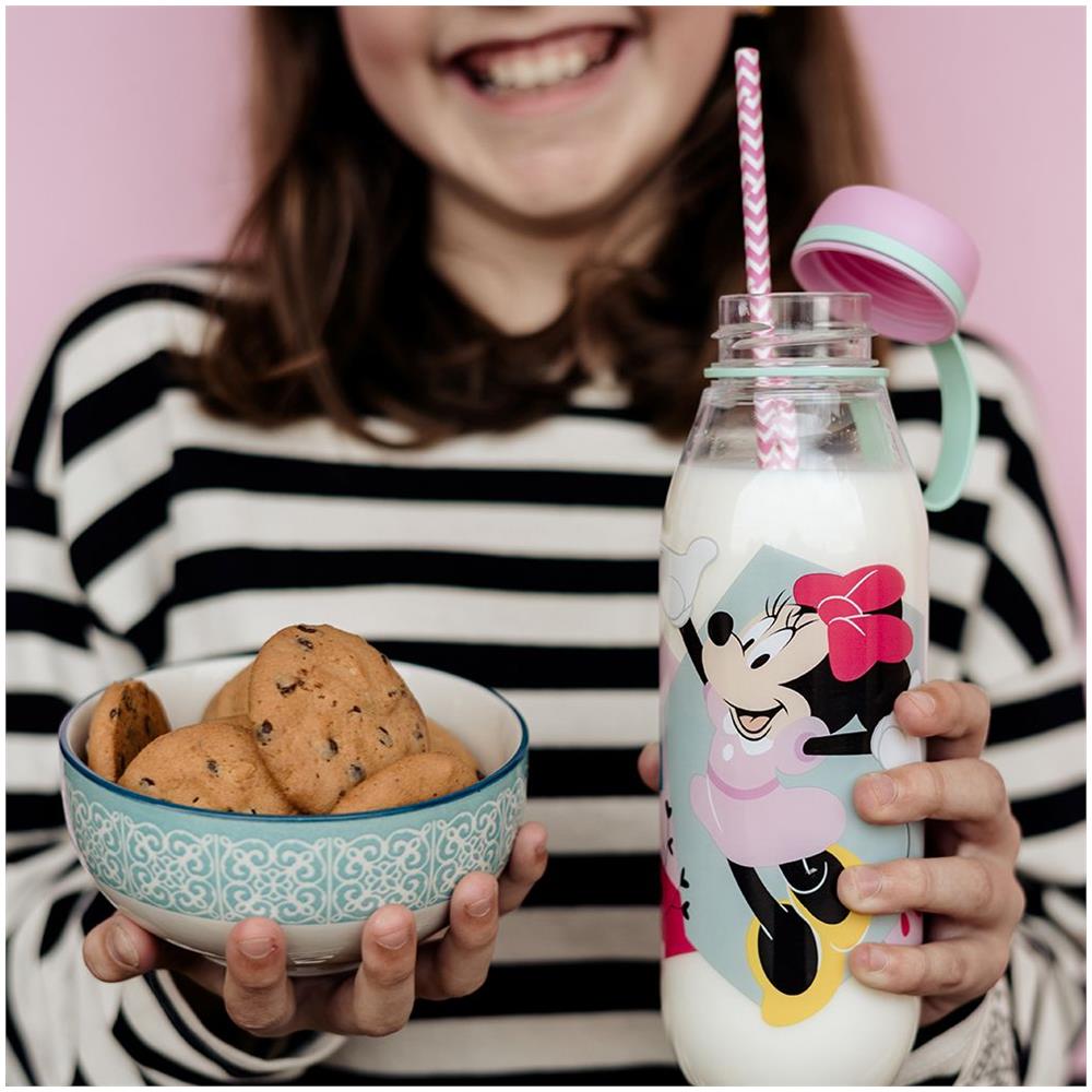 Disney Borraccia Ecozen Trasparente Per Bambine In Tritan Minnie 460 Ml Con Cappuccio E Manico In Silicone - Foto 2