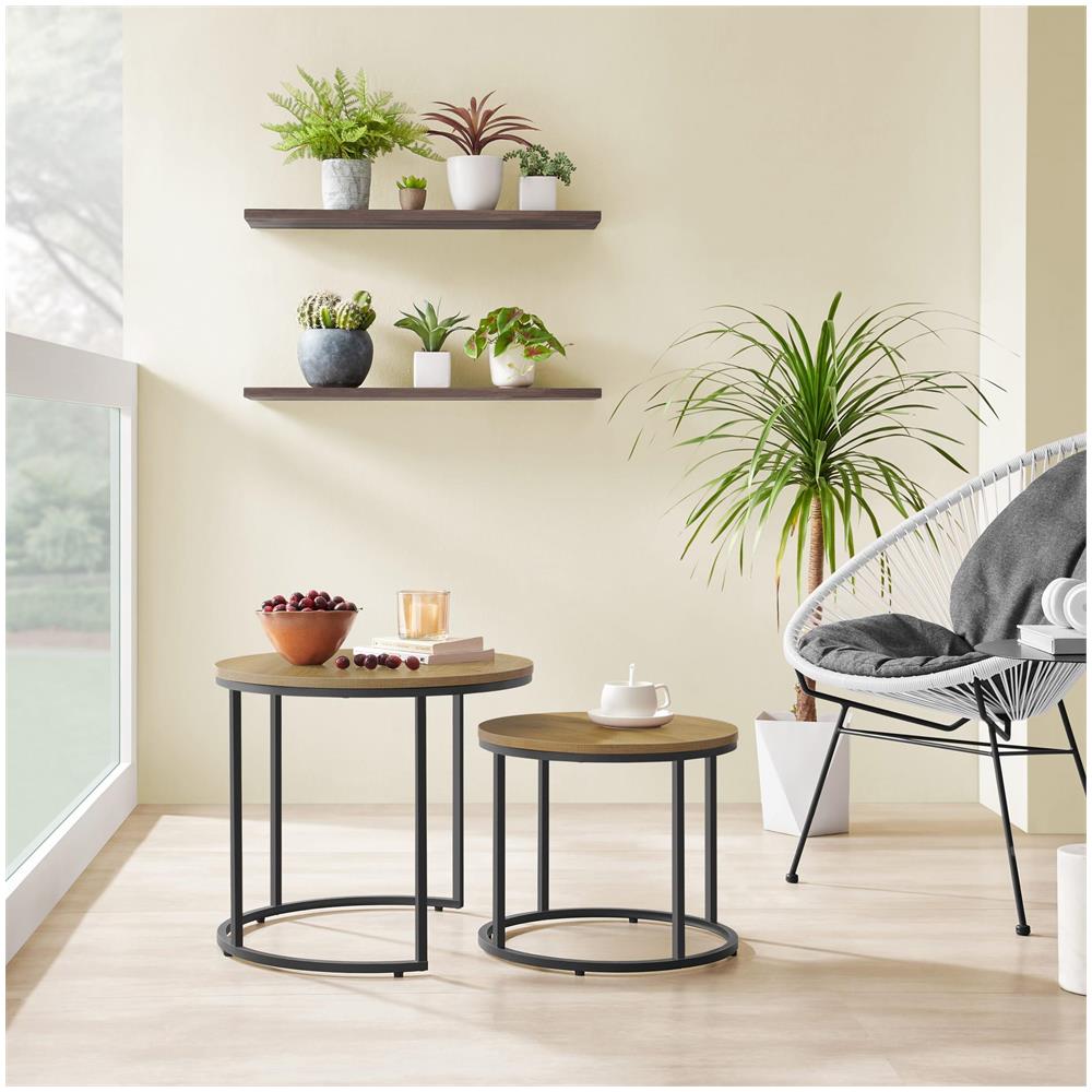 Set di tavolini rotondi VALORA - Stile industriale, gambe in rovere /nero x2 - Foto 9