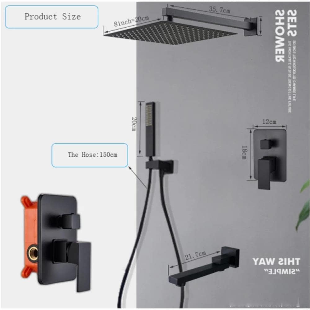 Set miscelatore doccia, Blackswan, tipo M73.41, modello nero opaco, misura 20 cm - Foto 2