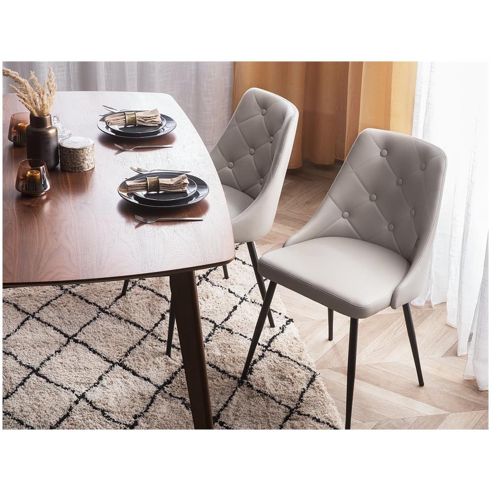 Set Di 2 Sedie Da Pranzo In Ecopelle Grigio Chiara Valerie - Foto 2