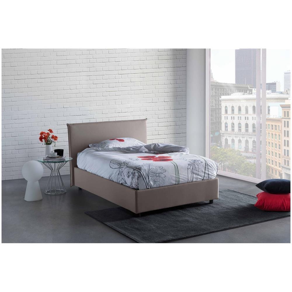 Talamo Letto Piazza e Mezza Contenitore sfoderabile Anna Made in Italy Tortora 