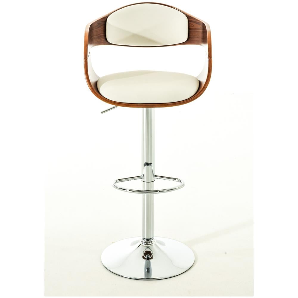 Set 2 Sgabelli rétro Kingston con Braccioli I Sgabelli Bar Girevole 360° in Similpelle E Legno I Coppia Sgabelli Alti Bancone Regolabili 63-77 CM Noce / Bianco - Foto 2