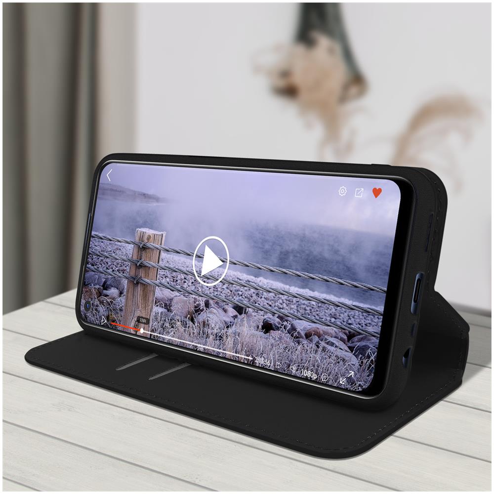 Custodia Oppo A72 / A52 Portacarte Funzione Supporto Similpelle Liscia Nero - Foto 2