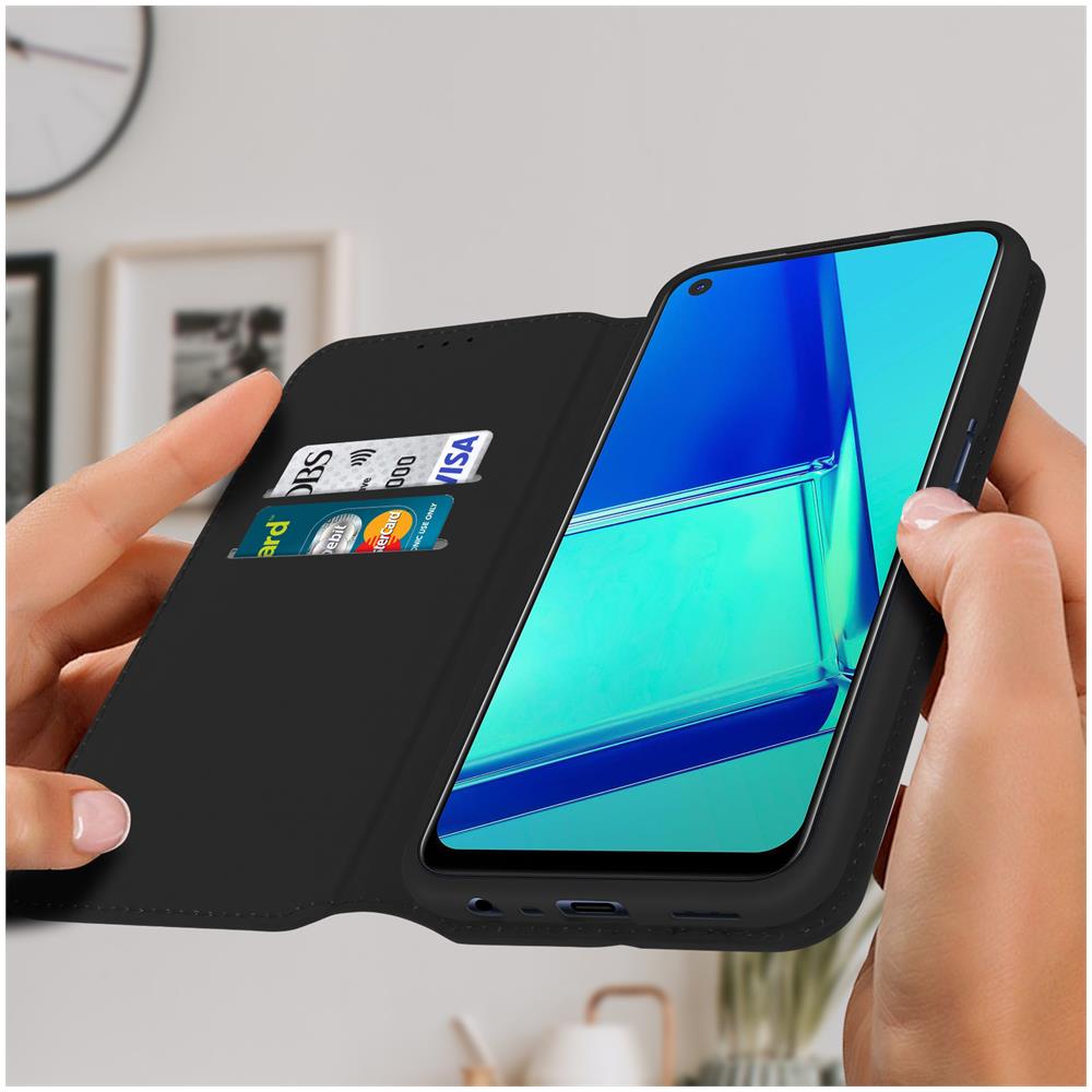 Custodia Oppo A72 / A52 Portacarte Funzione Supporto Similpelle Liscia Nero - Foto 5