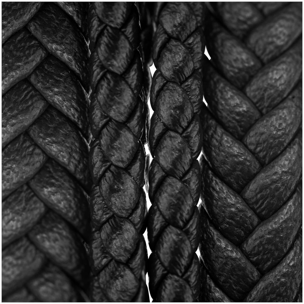 Bracciale in Pelle da Uomo, ""Wrap"", 46cm, Nero - Foto 2