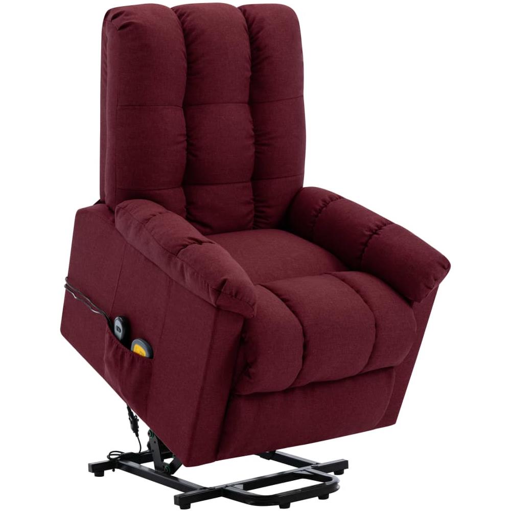 vidaXL Poltrona Alzapersone Massaggi Reclinabile Rosso Vino Similpelle