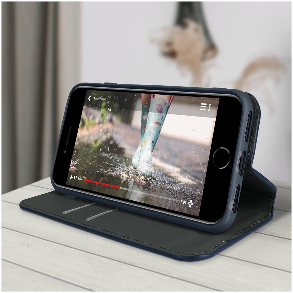 Custodia Iphone 6, 6s, 7, 8 E Se 2020 Portafoglio Funzione Supporto Blu Notte - Foto 5