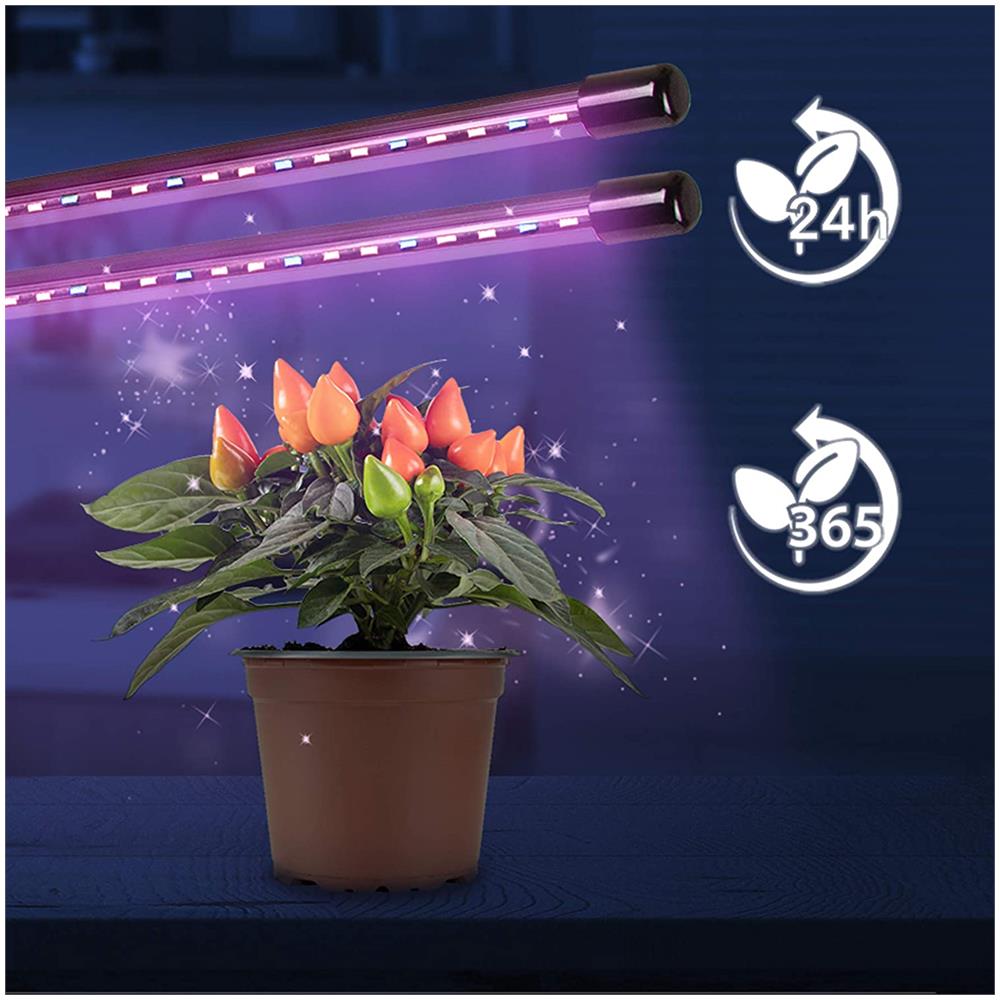 Lampada GLC24 a Doppia Clip per Piante da Interno con 6 Livelli di Luminosità e 36 Lampadine LED - Foto 4