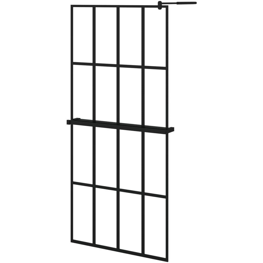 Parete Doccia Walk In Mensola Nera 90x195cm Vetro Esg Alluminio - Foto 2