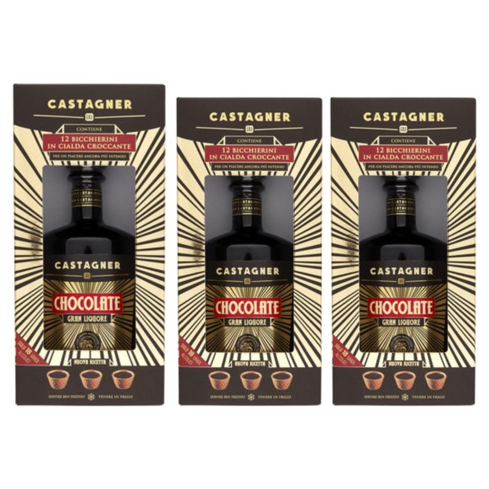 Castagner Chocolate Gran Liquore E 12 Bicchierini In Cialda 3 Bottiglie Da 35 Cl - Foto 1