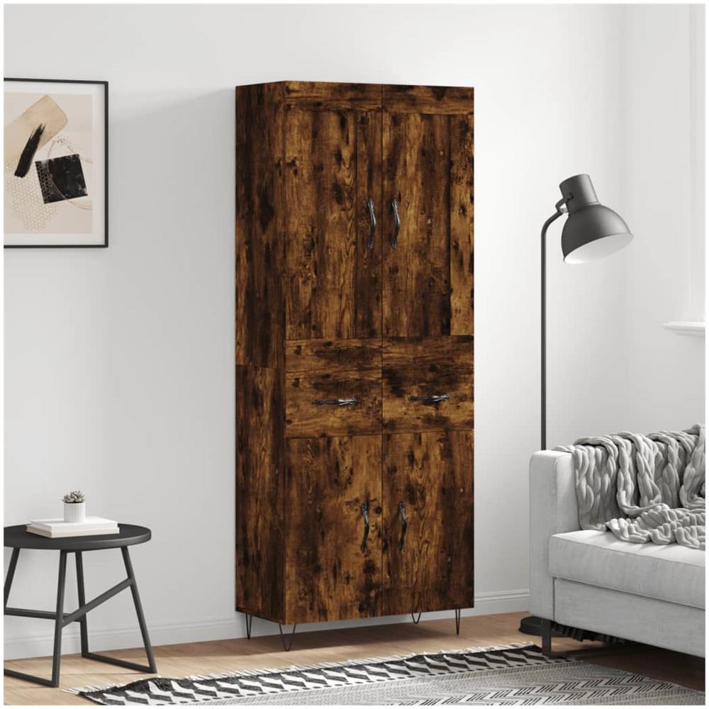 Credenza Rovere Fumo 69,5x34x180 Cm In Legno Multistrato - Foto 1
