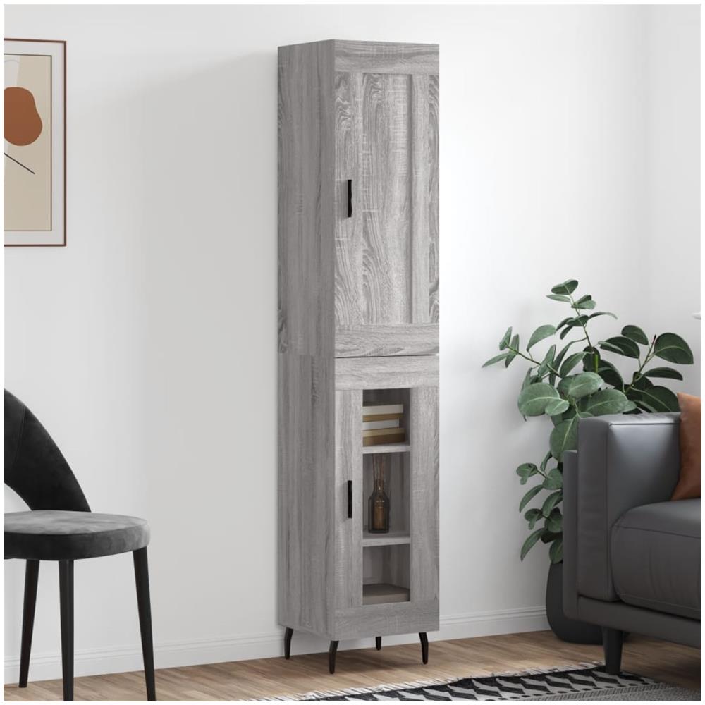 Credenza Grigio Sonoma 34,5x34x180 Cm In Legno Multistrato - Foto 1