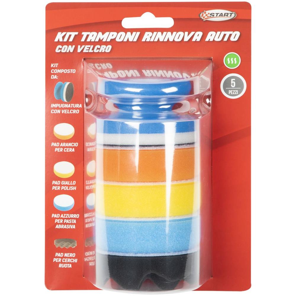 Kit Tamponi 5 Pezzi Rinnova Auto - Con Velcro - Alta Tenuta Antigraffio - Tamponi Per Lucidatura Automobile - Foto 2