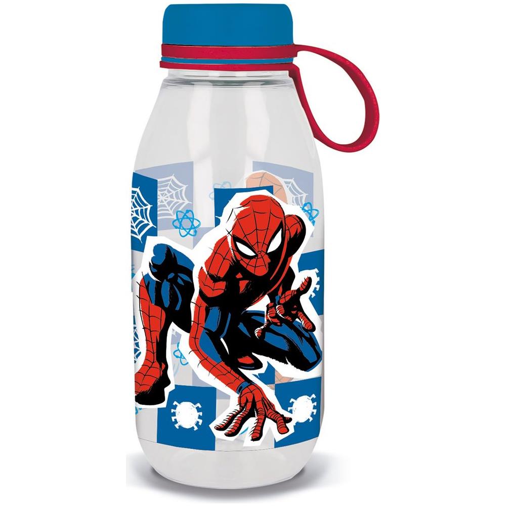 Borraccia Ecozen Trasparente Per Bambini In Tritan Spiderman Uomo Ragno 460 Ml Con Cappuccio E Manico In Silicone - Foto 1