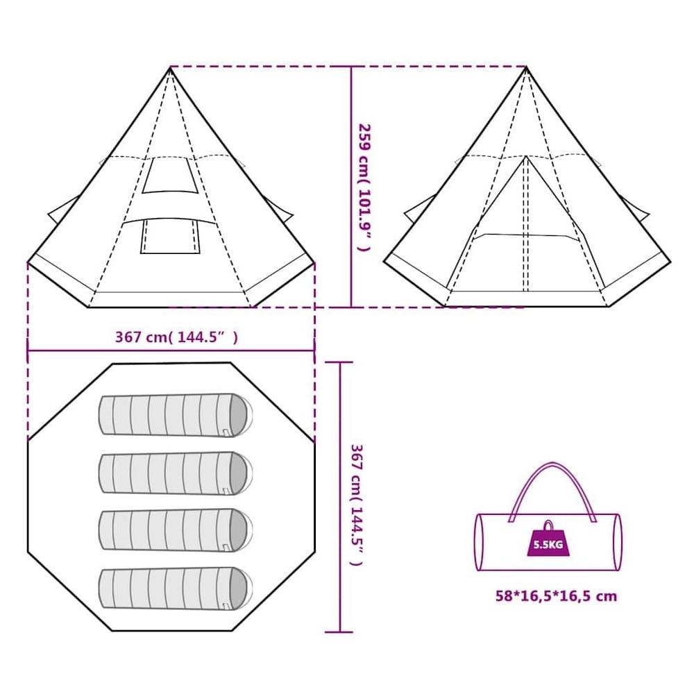 Tenda da Campeggio Tipi per 4 Persone Blu Impermeabile - Foto 10