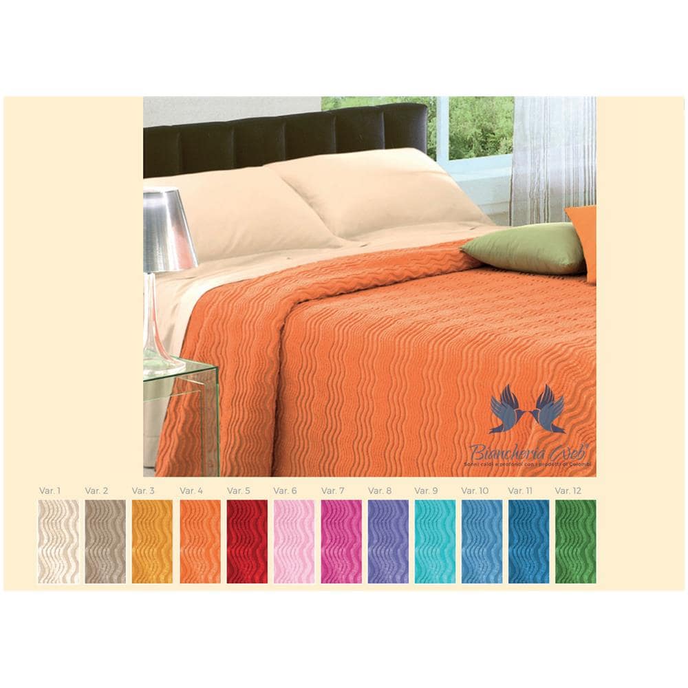 Copriletto Tinta Unita In Morbidissima Ciniglia A Onde 100% Cotone Vari Colori Singolo Arancio 4 - Foto 1