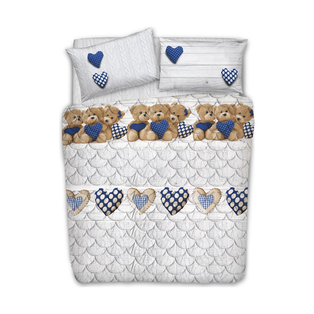 Trapuntino Estivo 100gr mq Disegno Orsetti 2 Piazze Matr.le Blu - Foto 2