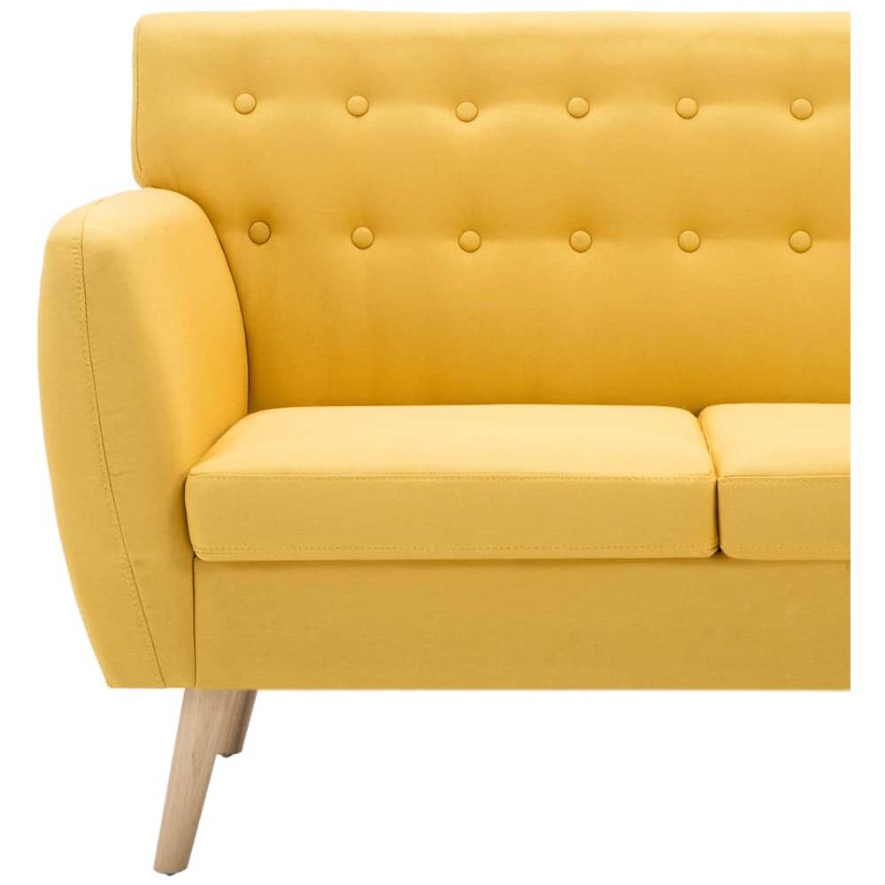 Divano A 3 Posti In Stoffa Imbottito 172x70x82cm Giallo - Foto 7