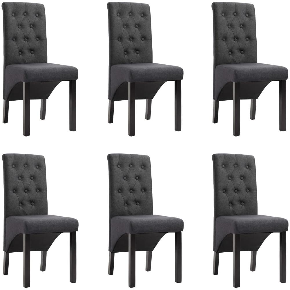 Sedie Da Pranzo 6 Pz Grigio Scuro In Tessuto - Foto 1