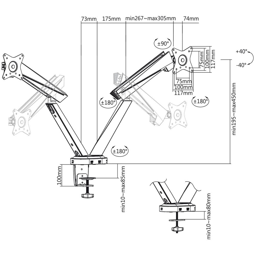 Doppio Supporto Da Tavolo Per Monitor Da Gioco Nanors Rs886 - Foto 2