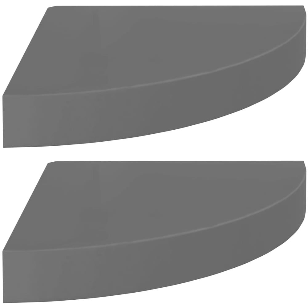 Scaffali Angolari A Parete 2 Pz Grigio Lucido 25x25x3,8 Cm Mdf - Foto 2