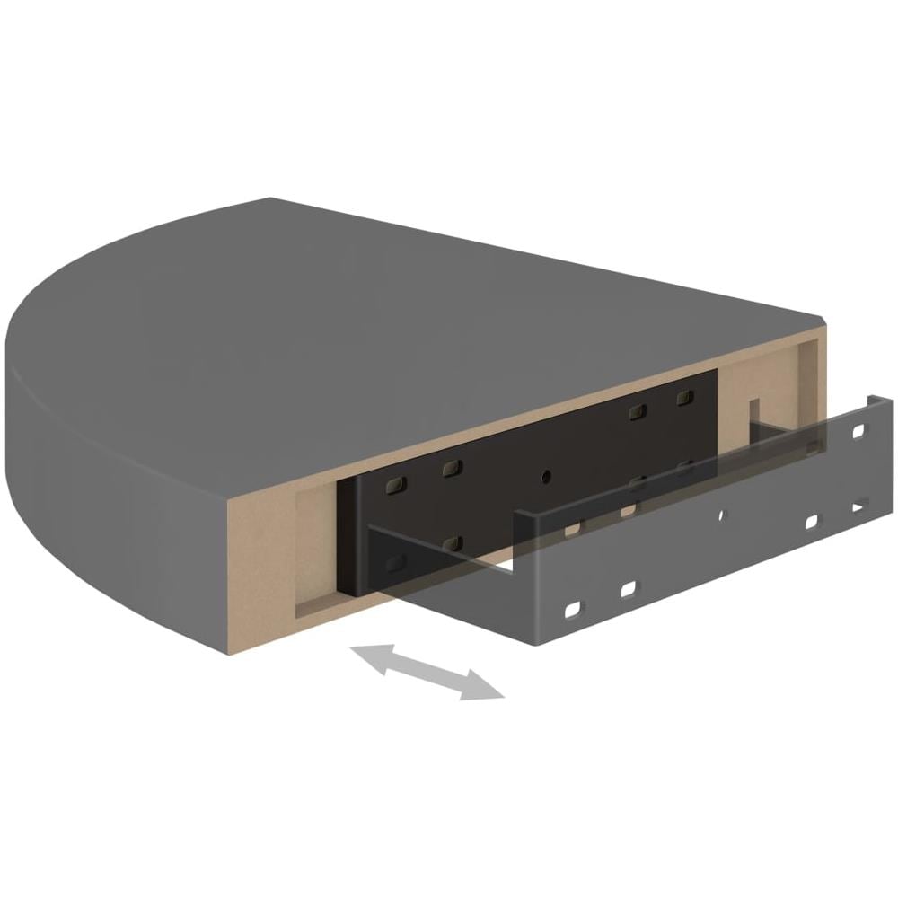 Scaffali Angolari A Parete 2 Pz Grigio Lucido 25x25x3,8 Cm Mdf - Foto 8