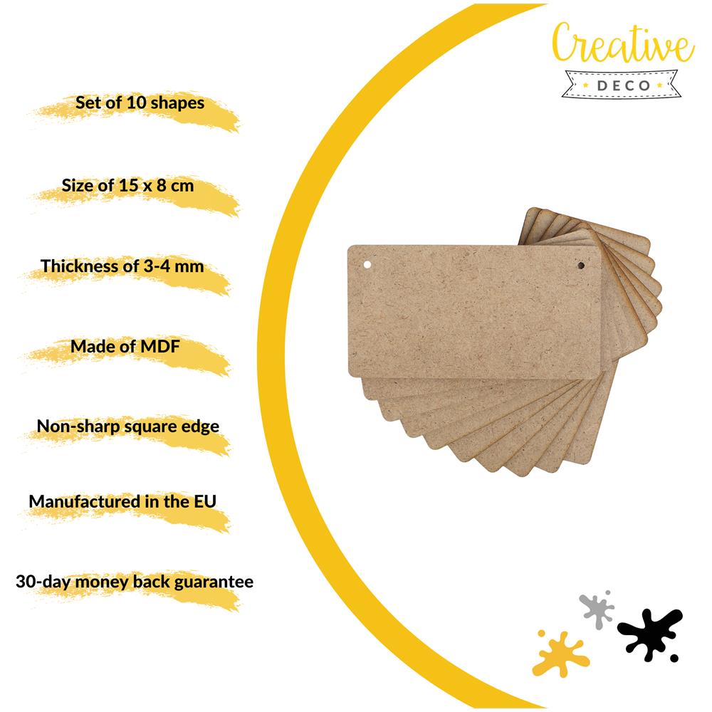10 X Targhetta Legno Mdf | Angoli Arrotondati | 150 X 80 Mm | Decorativi Placche Segni Appendere | Perfetta Per Decoupage Decorare Vernice Macchia - Foto 5