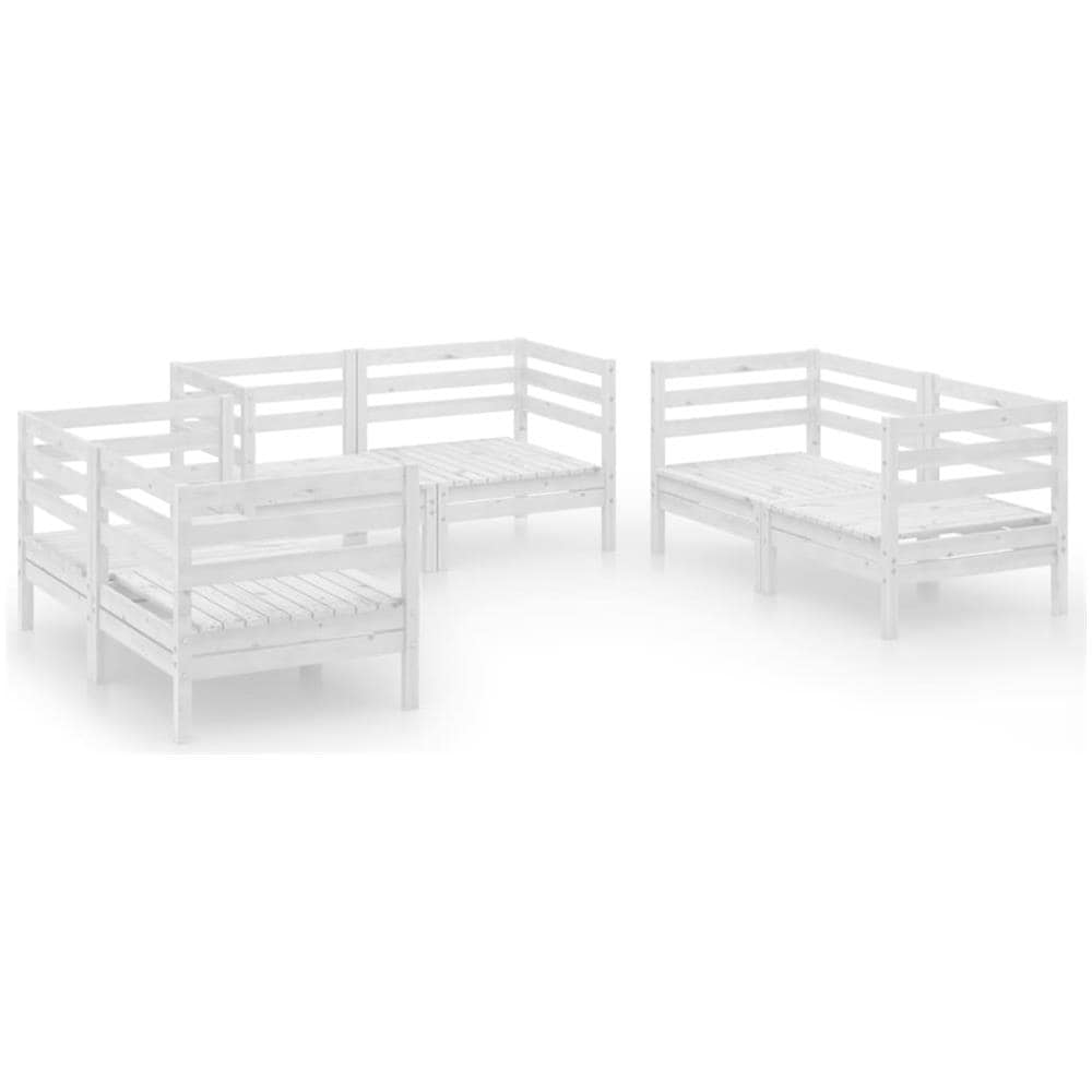 Set Divani Da Giardino 6 Pz Bianco In Legno Massello Di Pino - Foto 1