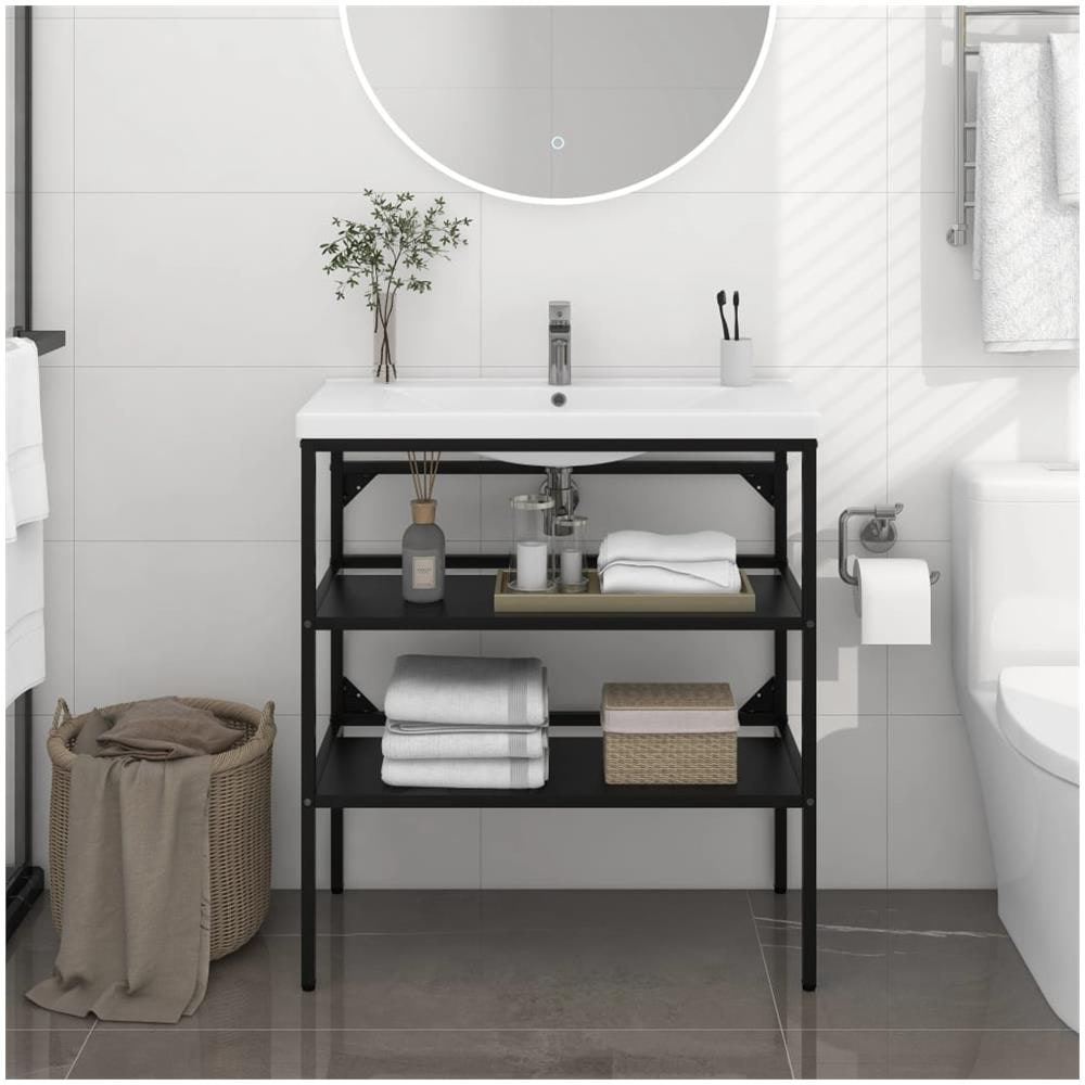 Struttura per Lavabo da Bagno Nera 79x38x83 cm in Ferro - Foto 1