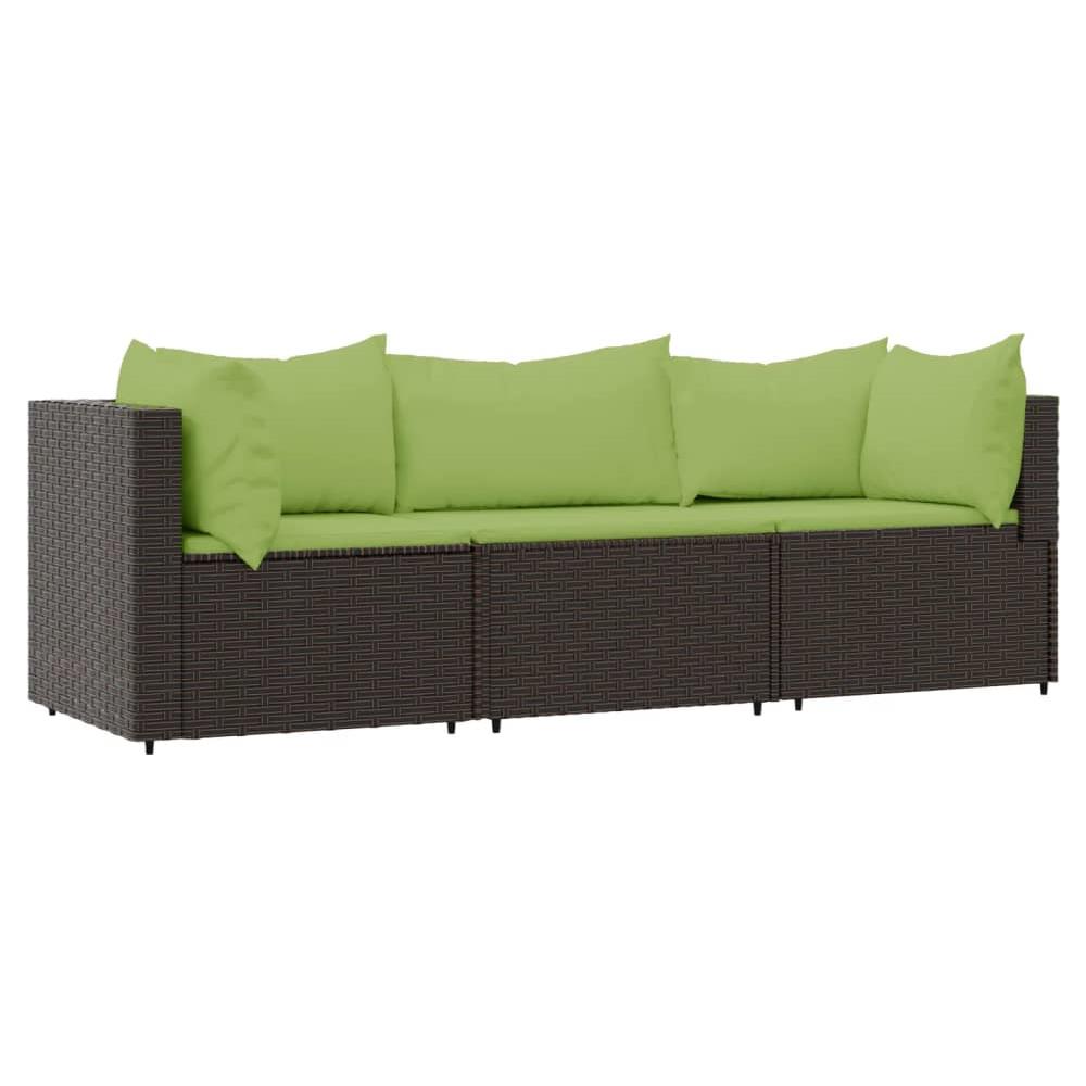 Set Mobili Da Giardino 3 Pz Con Cuscini In Polyrattan Marrone - Foto 2