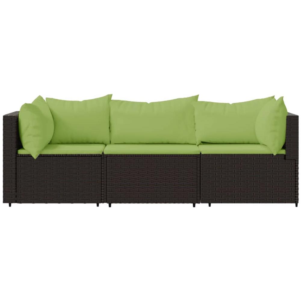 Set Mobili Da Giardino 3 Pz Con Cuscini In Polyrattan Marrone - Foto 3