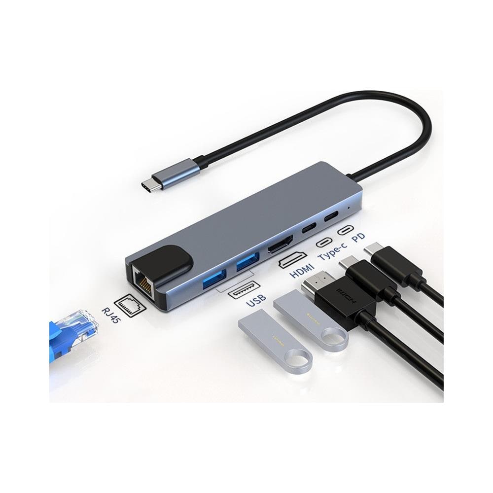 Adattatore Multiporta Usb-c Usb-a, Usb-c, Hdmi, Rj45 Grey - Foto 2