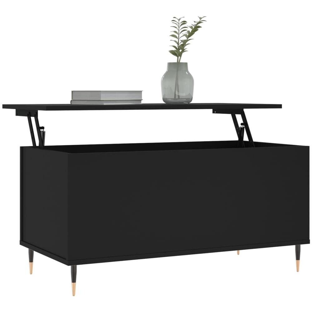 Tavolino Da Salotto Nero 90x44,5x45 Cm In Legno Multistrato - Foto 3