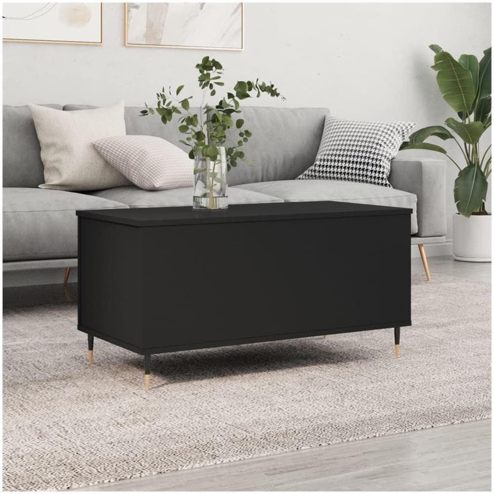 Tavolino Da Salotto Nero 90x44,5x45 Cm In Legno Multistrato - Foto 1