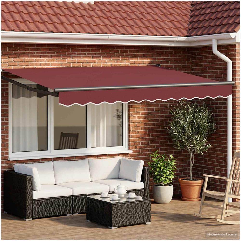 Tenda retrattile manuale con LED Borgogna e Antracite 3,5 x 2 m - Foto 2
