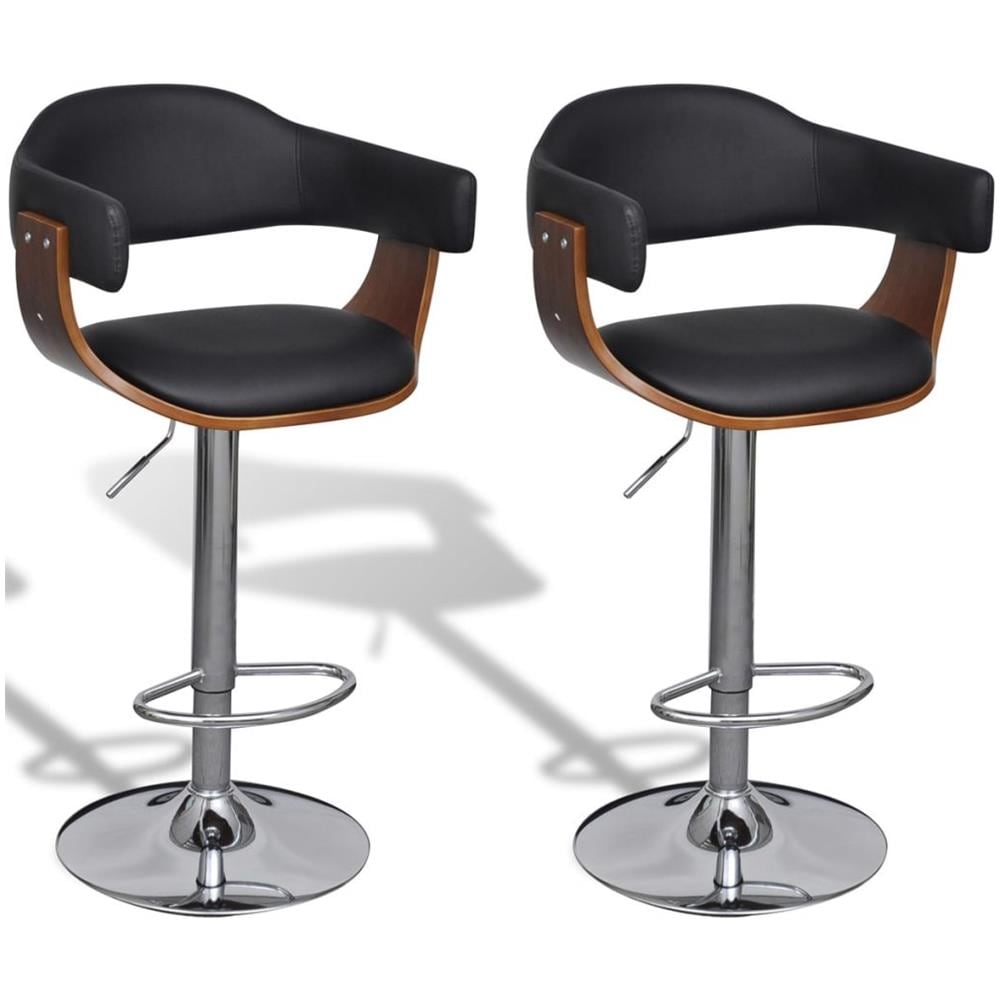 Sedia Bar In Pelle Artificiale, Altezza Regolabile Schienale 2 Pezzi - Foto 2