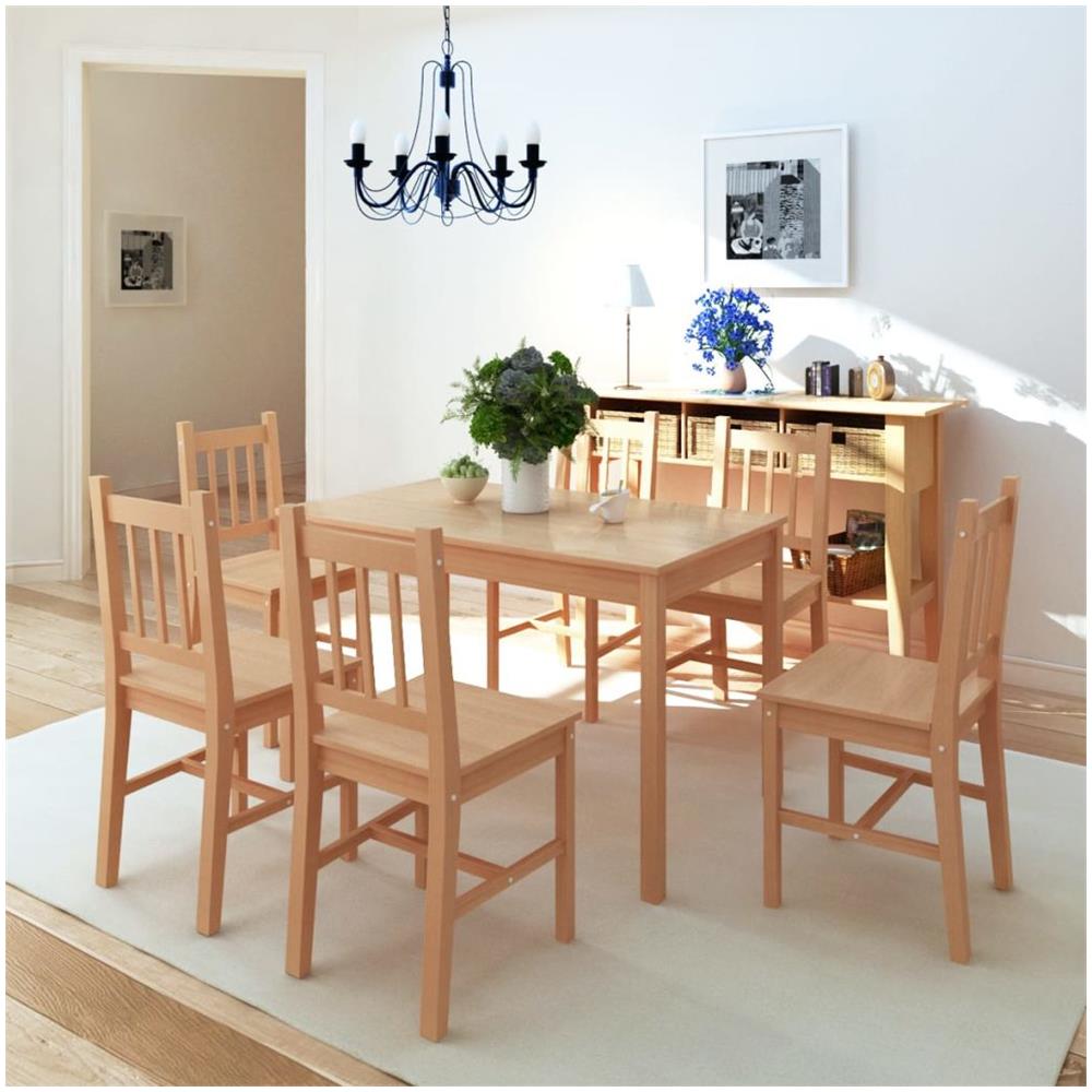 Set Sette Pezzi Da Pranzo In Legno Di Pino - Foto 1