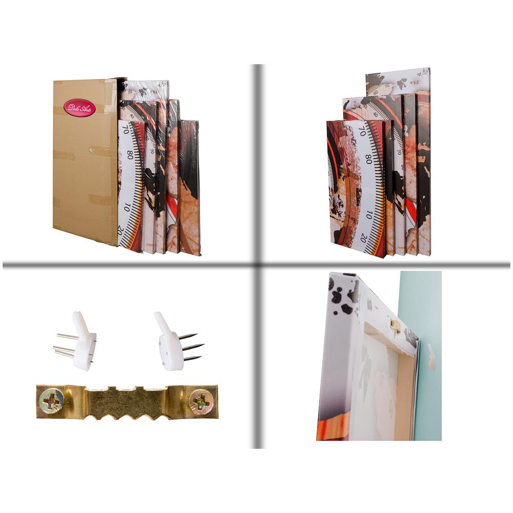 Quadro Moderno Su Tela Montato Su Telaio In Legno Di 5 Pezzi, Design Yin E Yang Quattro Stagioni, 150x80cm - Foto 2