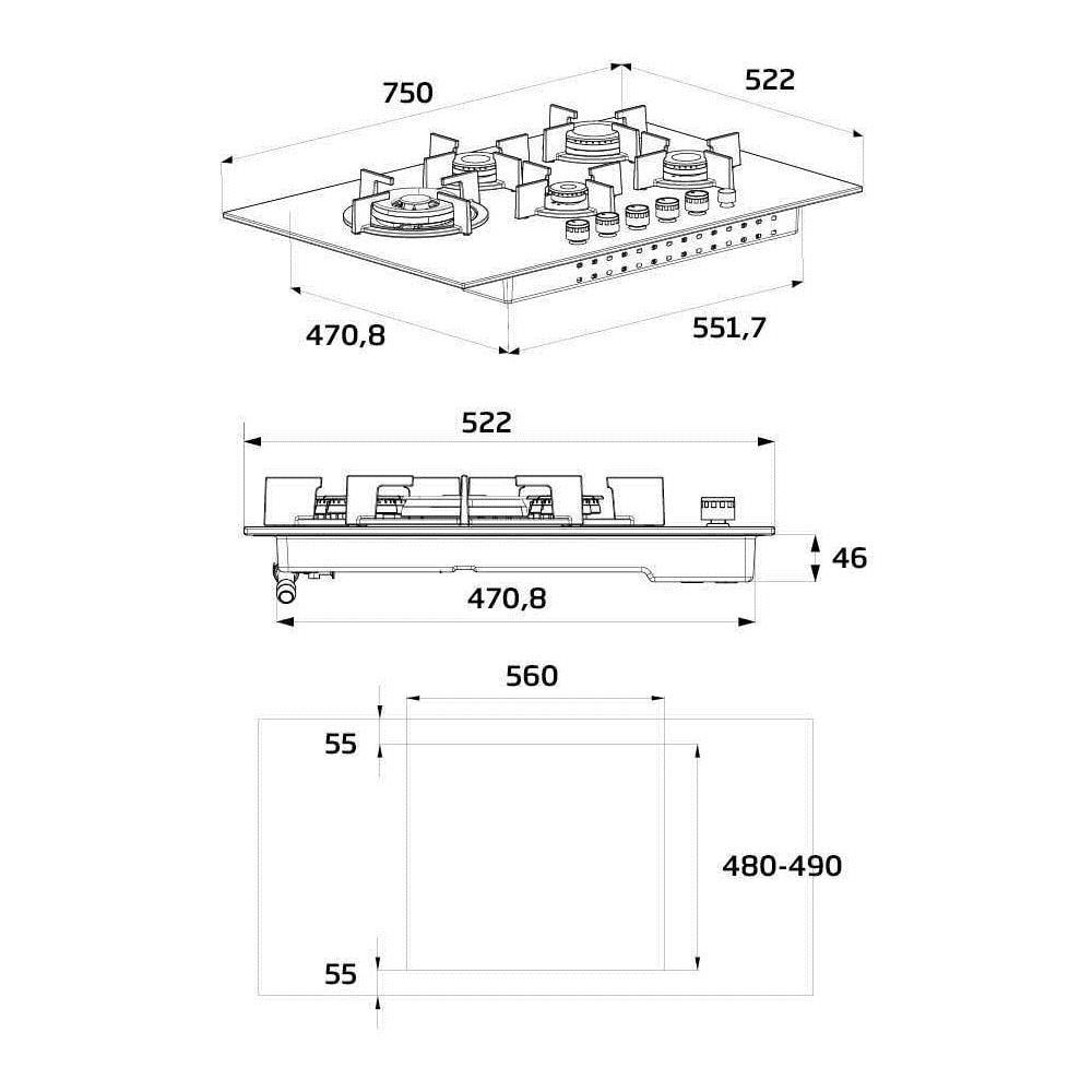 Piano Cottura HAW752C5SX a Gas 5 Fuochi Gas Colore Inox - Foto 3
